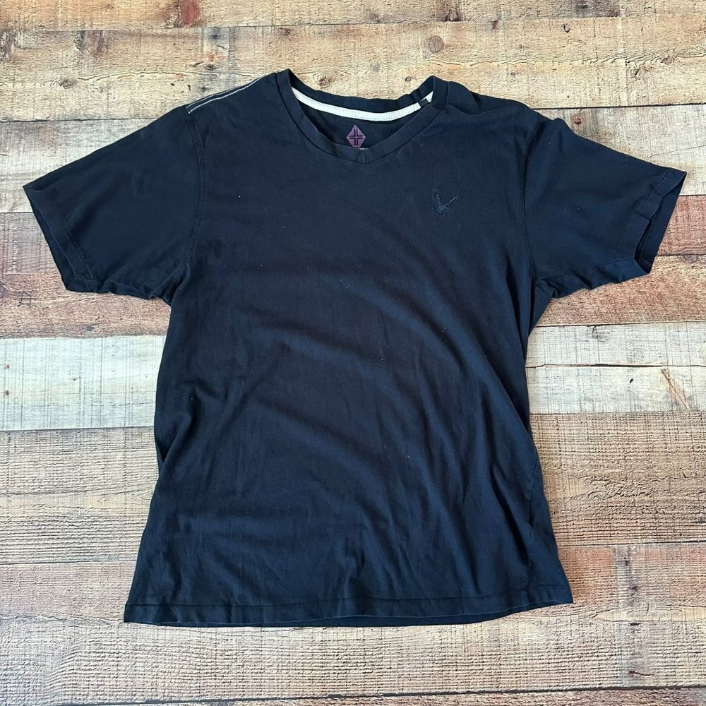 Swiss Cross Mens Black Short Sleeve Crew Neck Tee T-Shirt with Embroidery logo